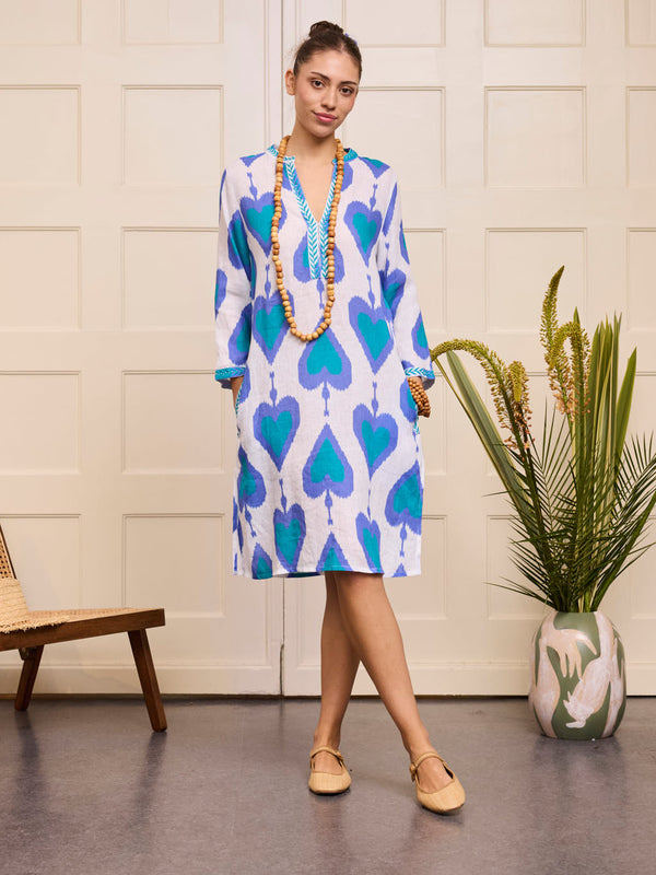 Sapphire Kaftan Short Ikat Petrol