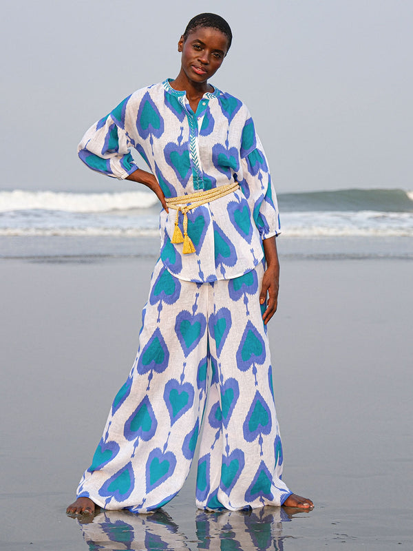 Sassafras Blouse Ikat Petrol