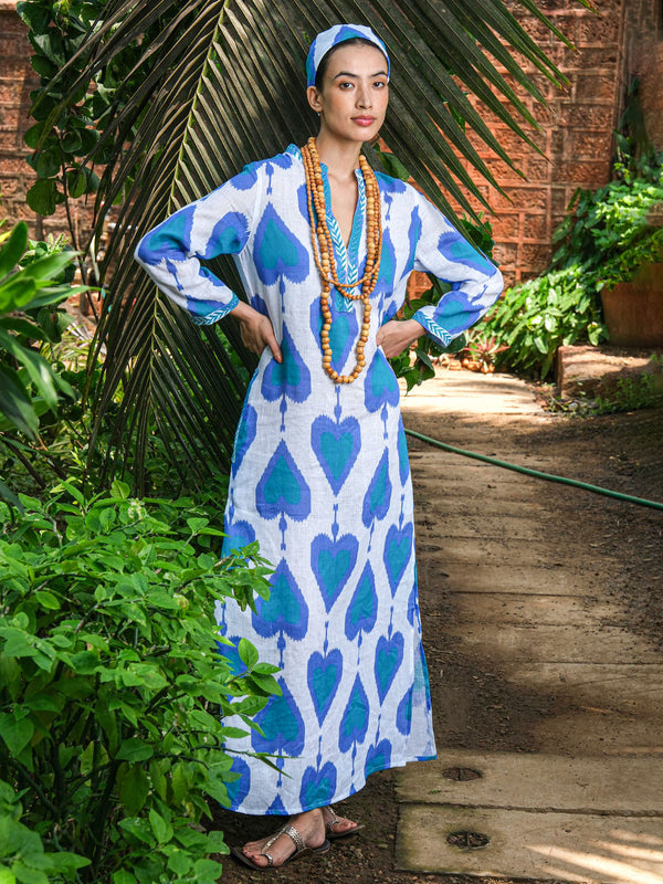 Sapphire Kaftan Long Ikat Petrol