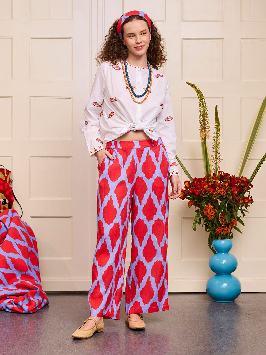 Fennel Pants Ikat Red