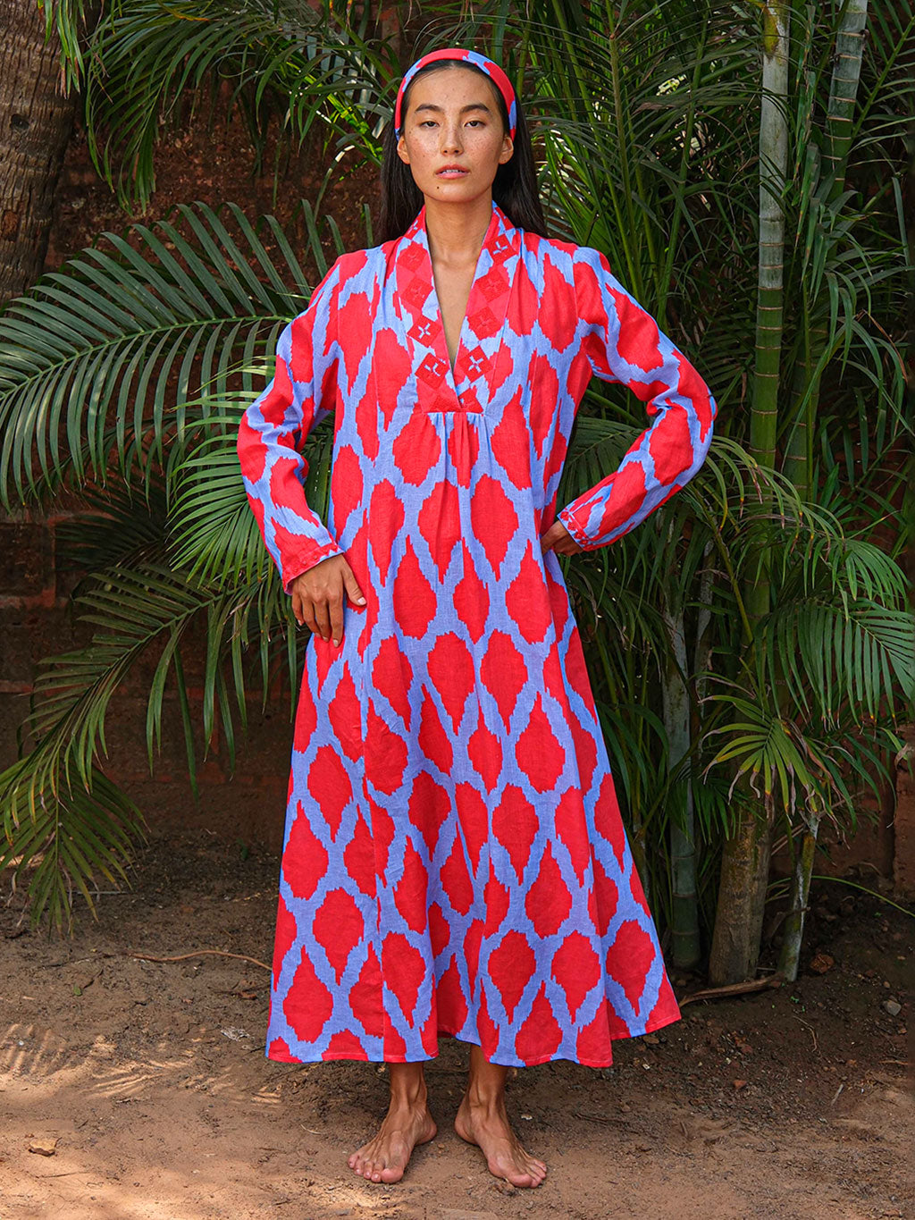 Sandalwood Dress Ikat Red