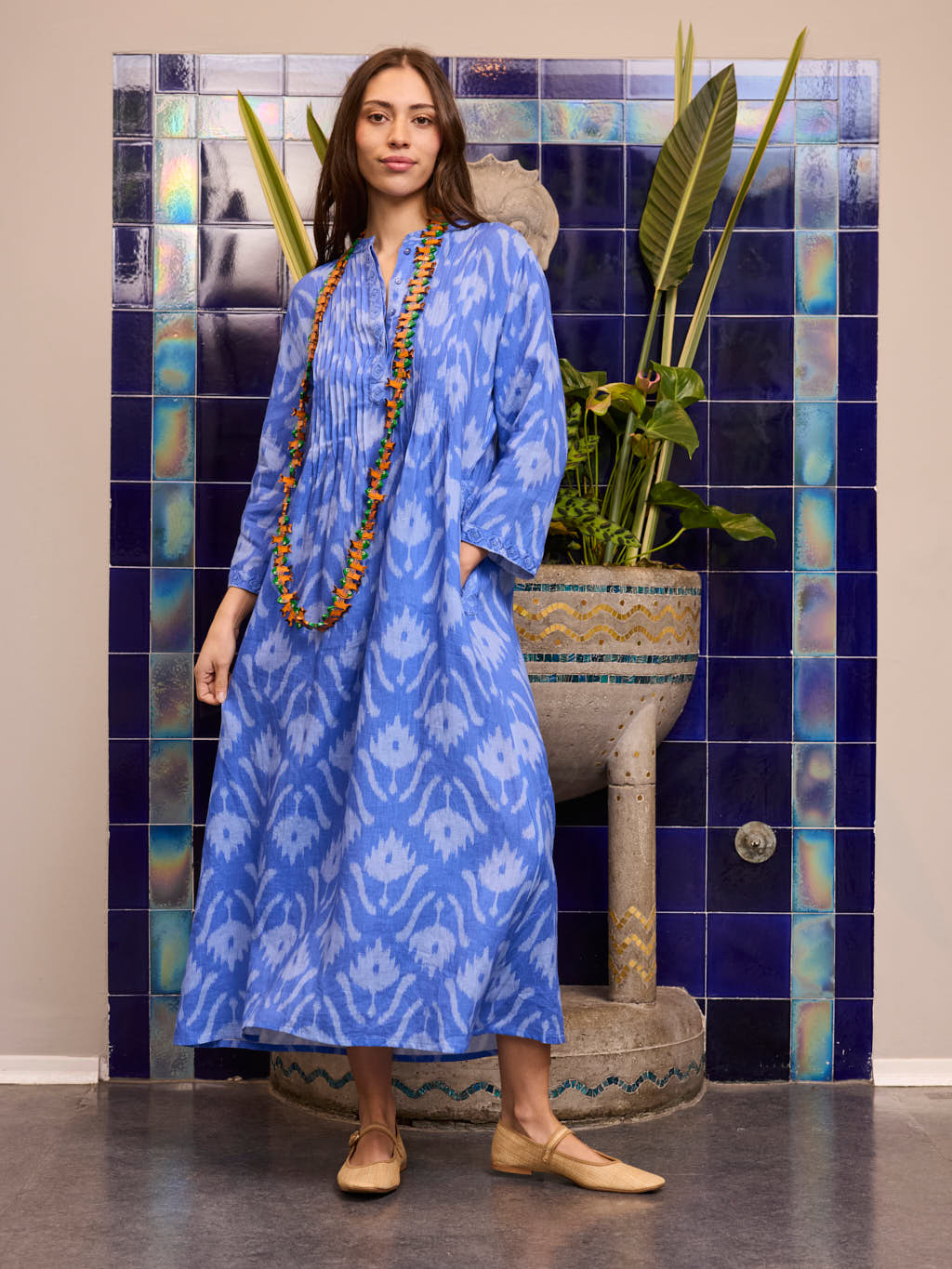 Woodruff Dress Ikat Blue
