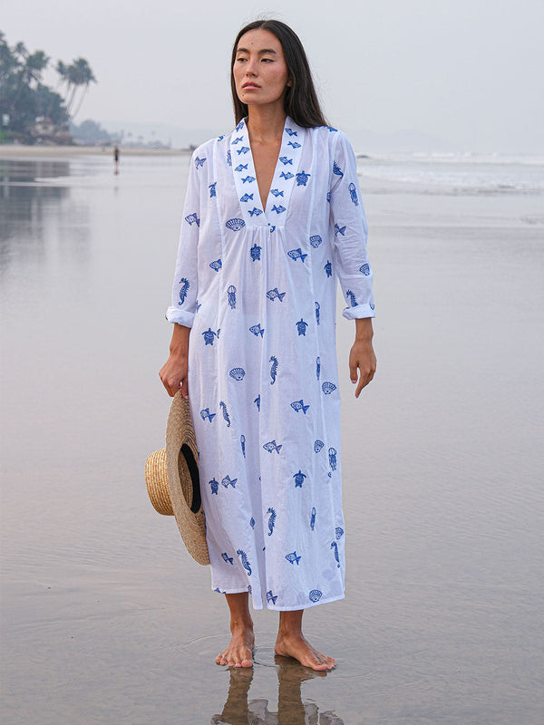 Sandalwood Dress Seaworld on White