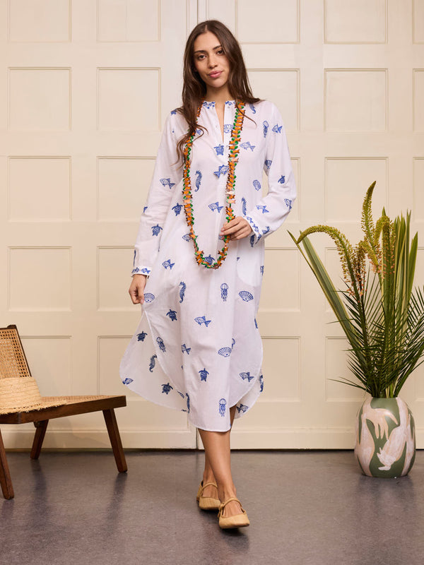 Cedar Kaftan Seaworld on White