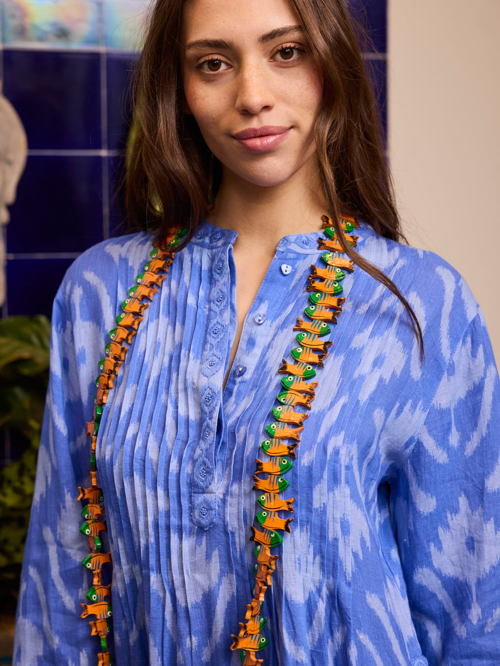 Woodruff Dress Ikat Blue