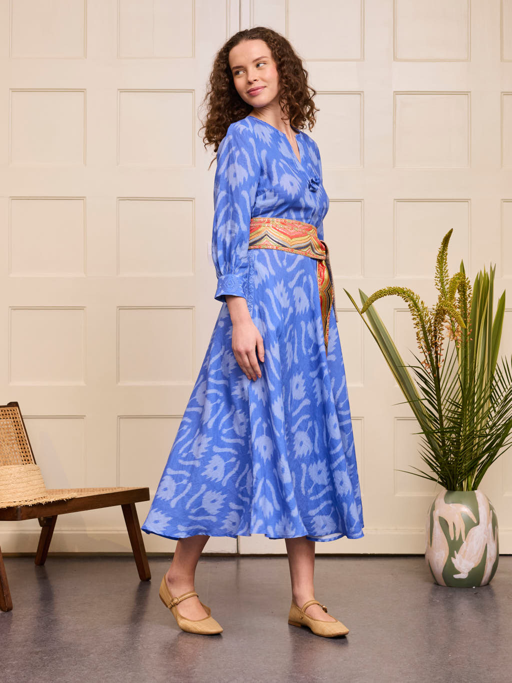 Azurite Dress Ikat Blue