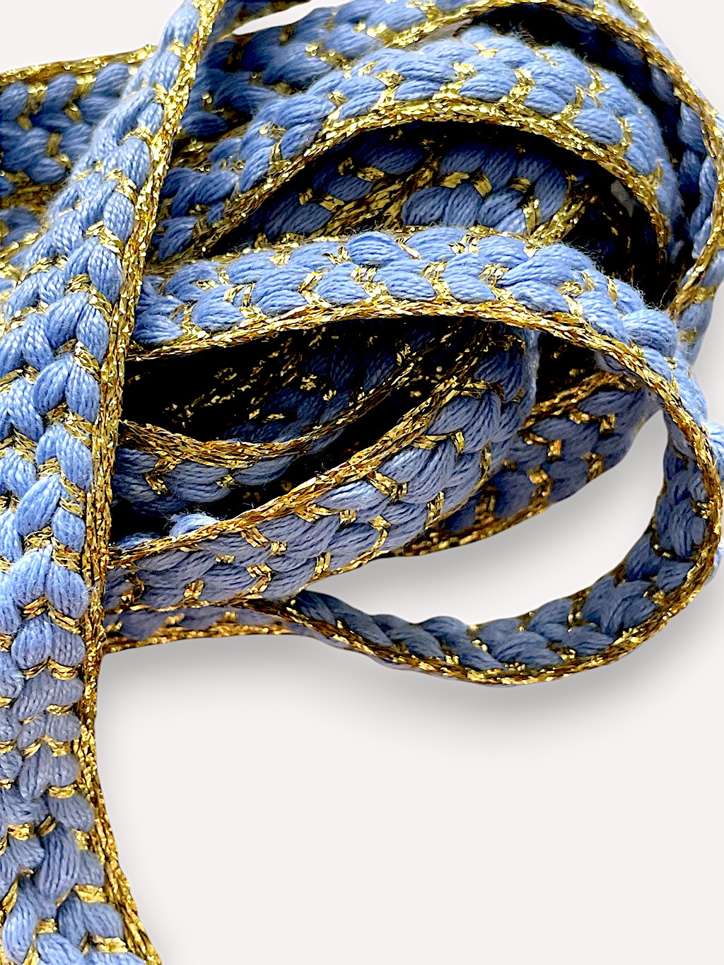 Cord belt pastel blue gold