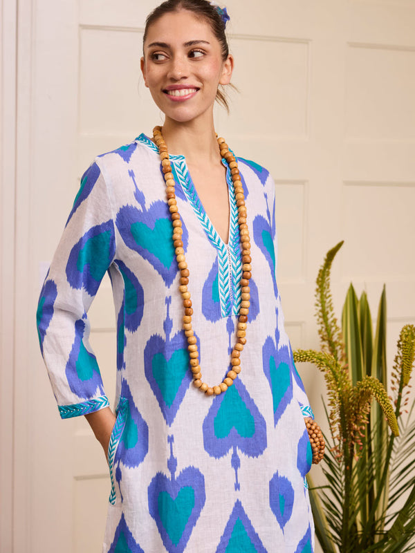 Sapphire Kaftan Short Ikat Petrol