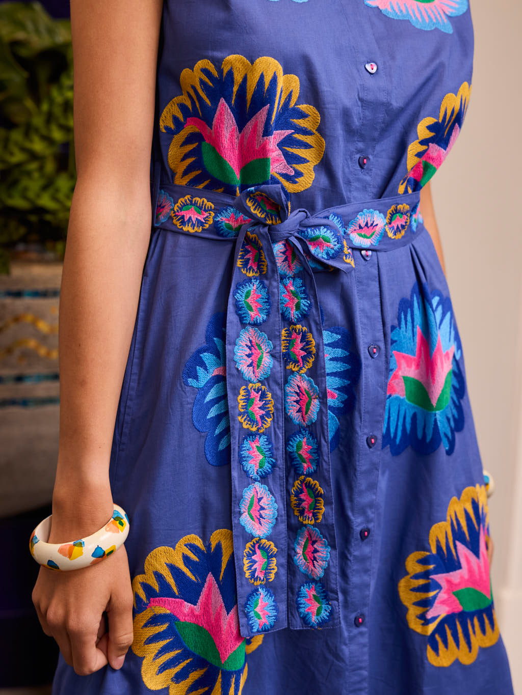 Oakmoss Dress Lotus Flower on Blue