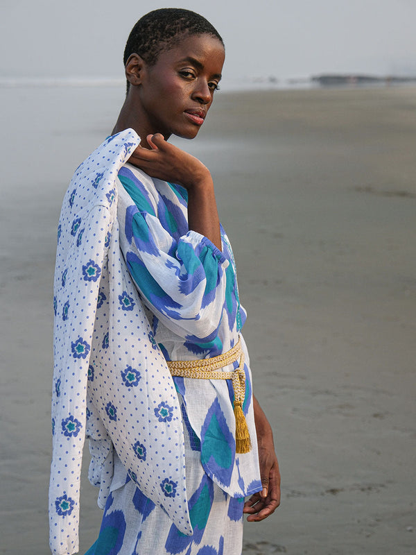Sassafras Blouse Ikat Petrol