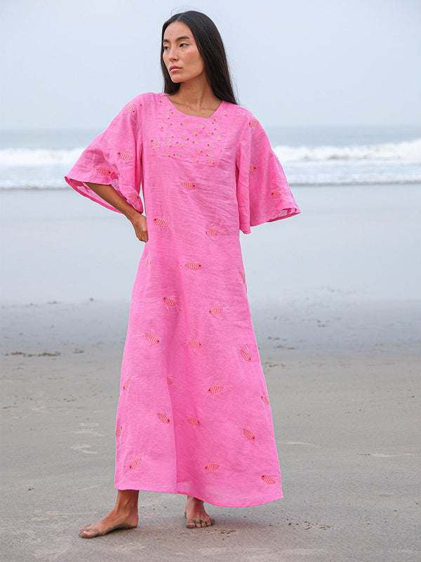 Blazing Star Dress Fish on Pink
