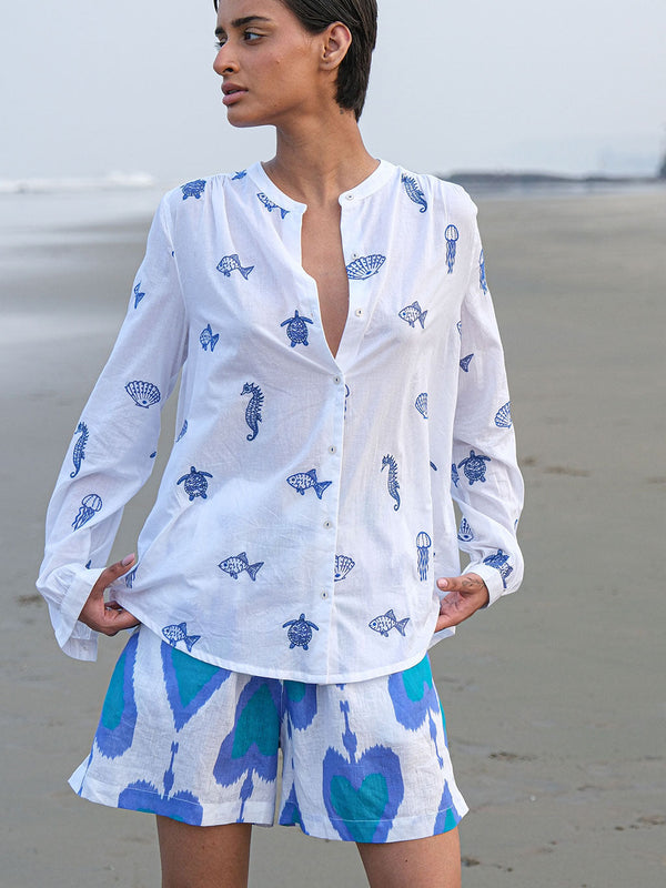 Columbia Blouse Seaworld on White