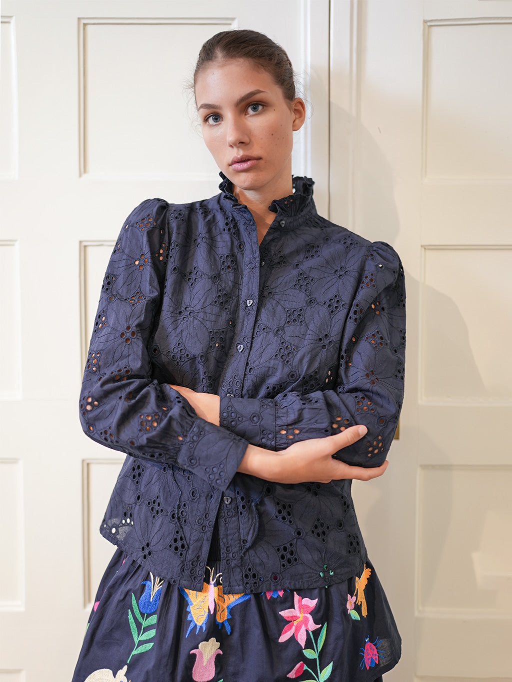 Sweet Grass Blouse Lace Navy