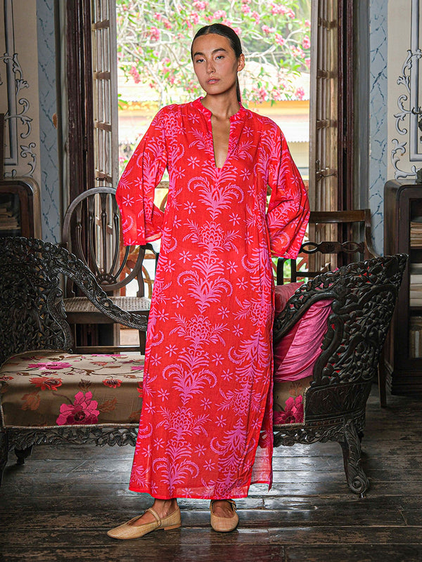 Blue Opal Kaftan Red Palm
