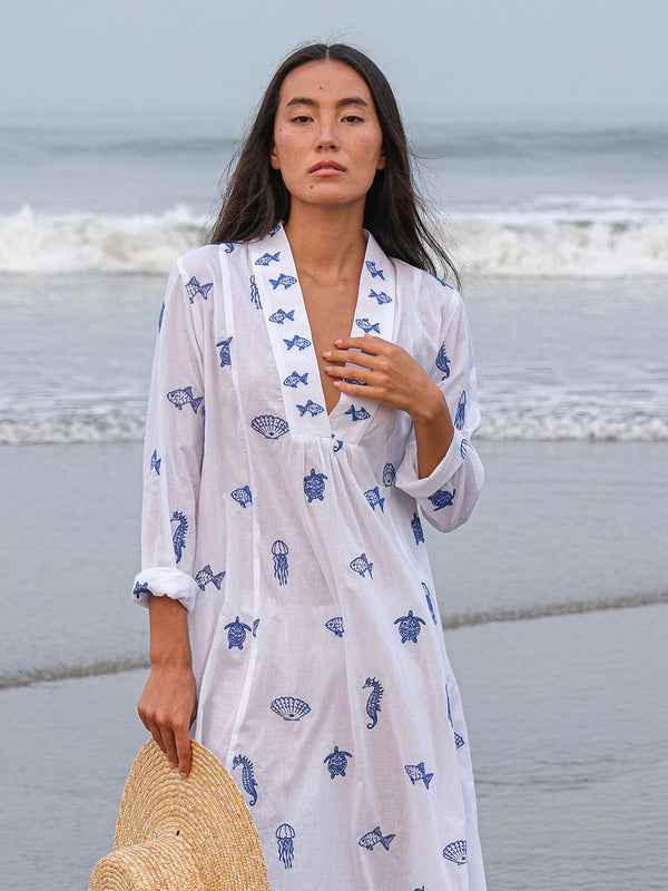 Sandalwood Dress Seaworld on White