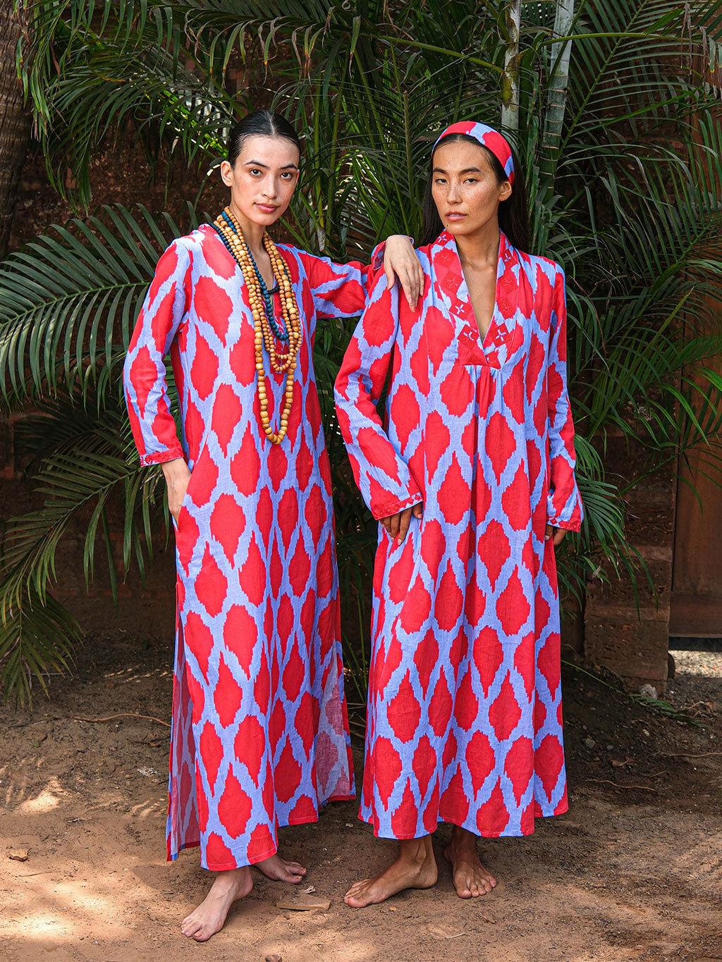 Sapphire Kaftan Long Ikat Red