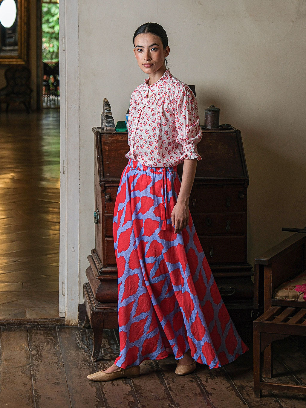 Vanilla Skirt Ikat Red