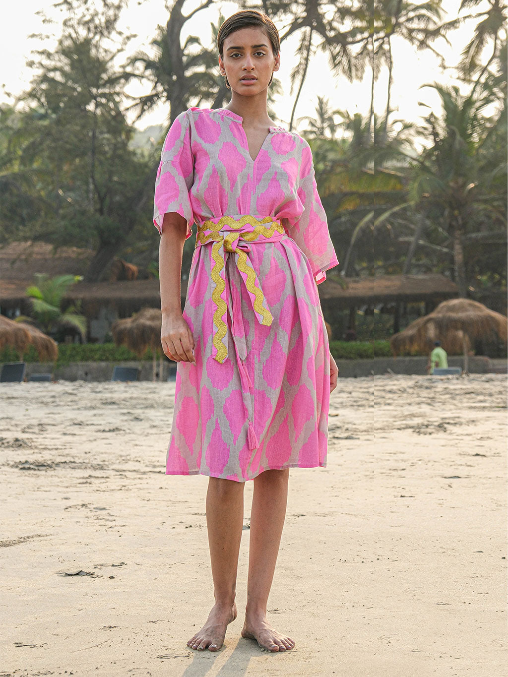 Gold Belt Ikat Pink