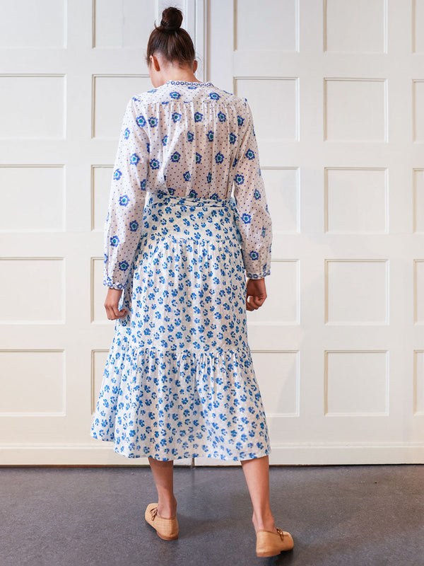 Tonka Skirt Blue Pansies on White