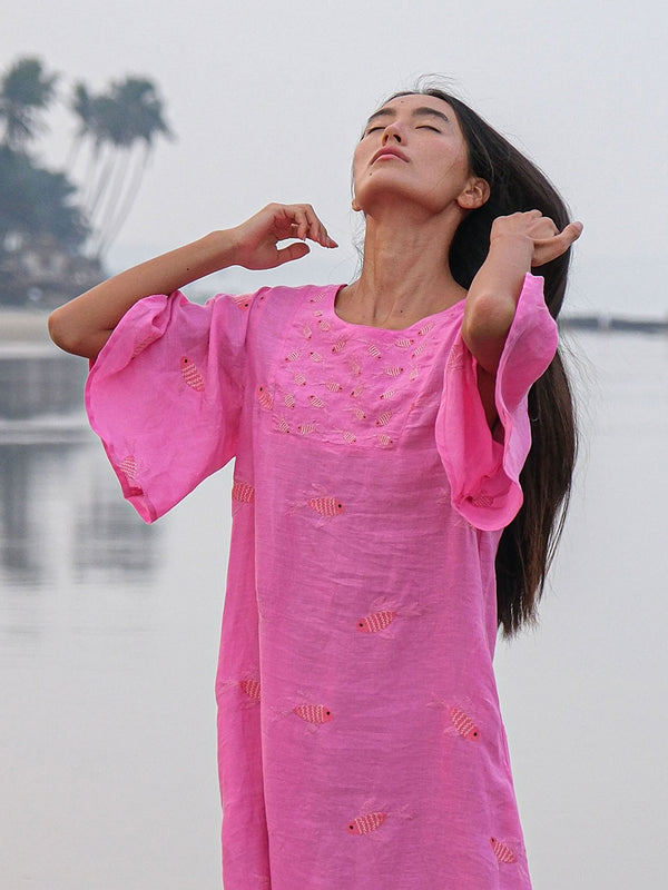Blazing Star Dress Fish on Pink