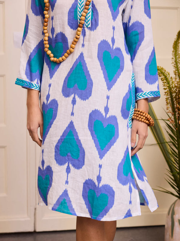 Sapphire Kaftan Short Ikat Petrol