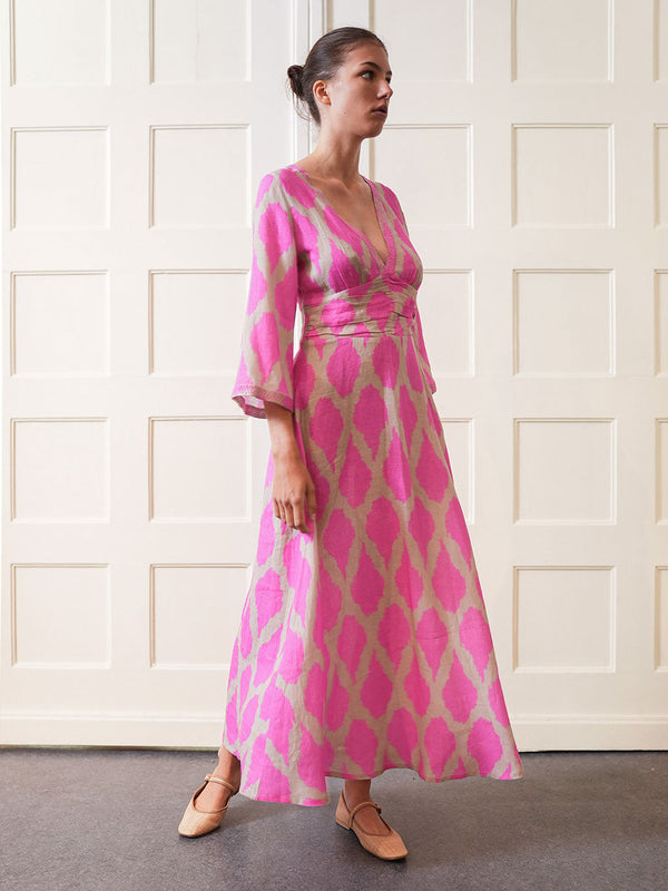 Sarsaparilla Dress Ikat Pink