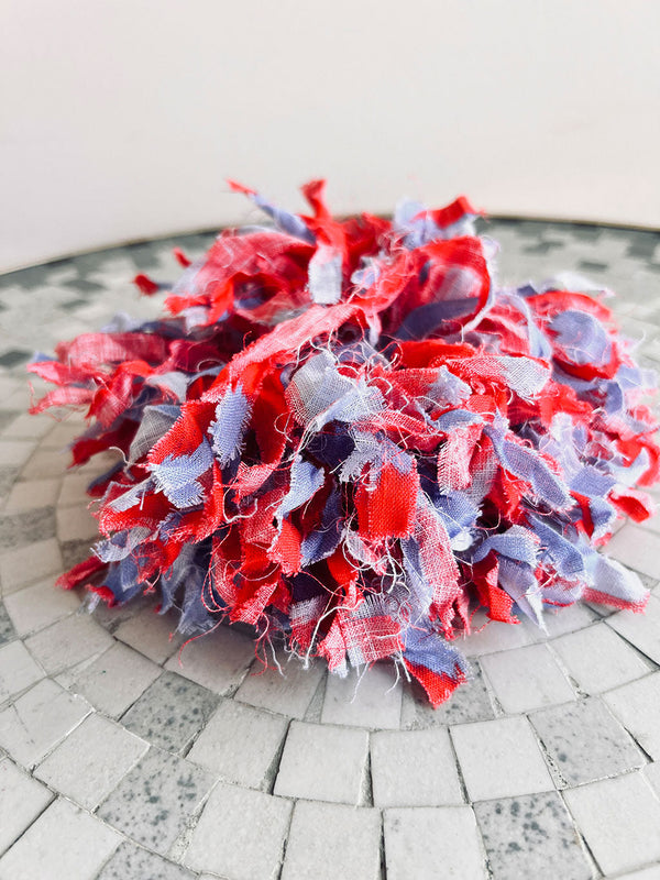 Flower Brooch Ikat Red