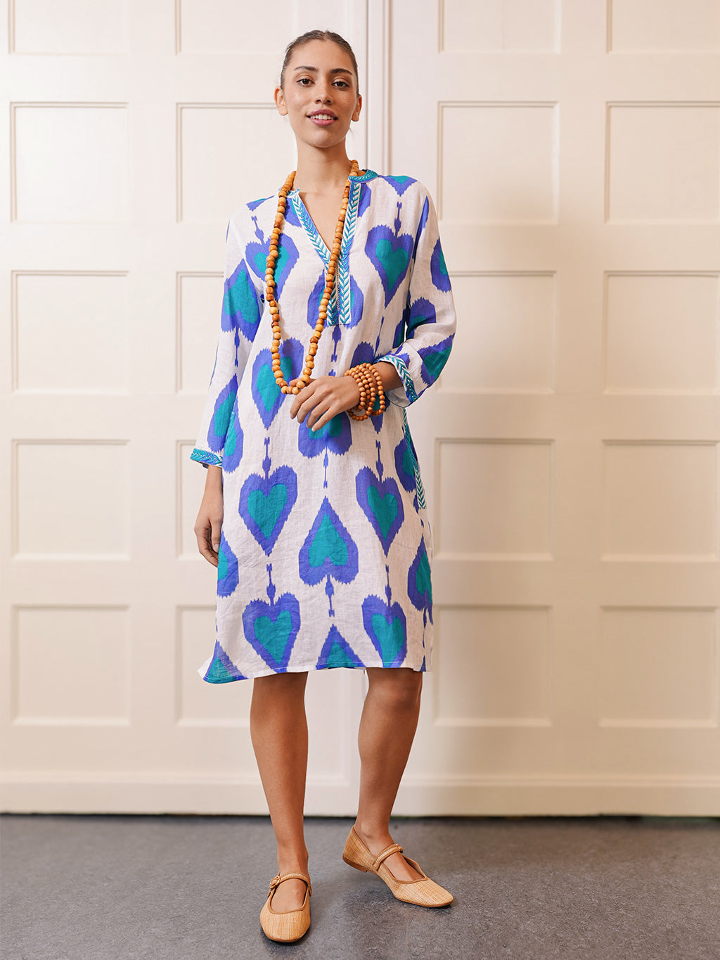 Sapphire Kaftan Short Ikat Petrol