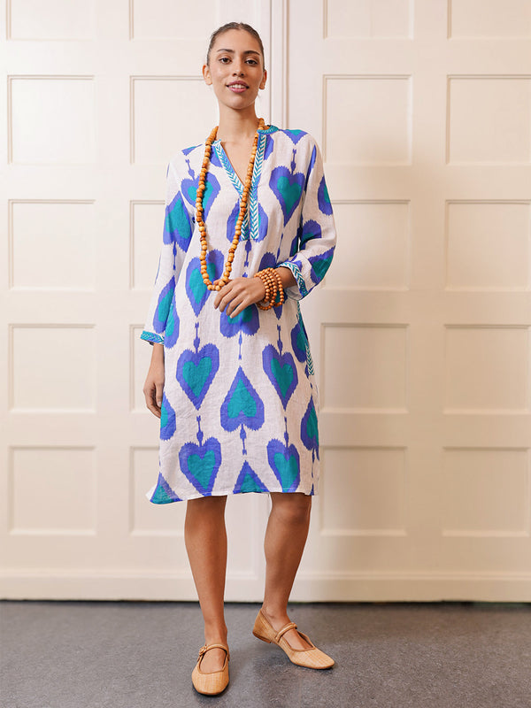 Sapphire Kaftan Short Ikat Petrol