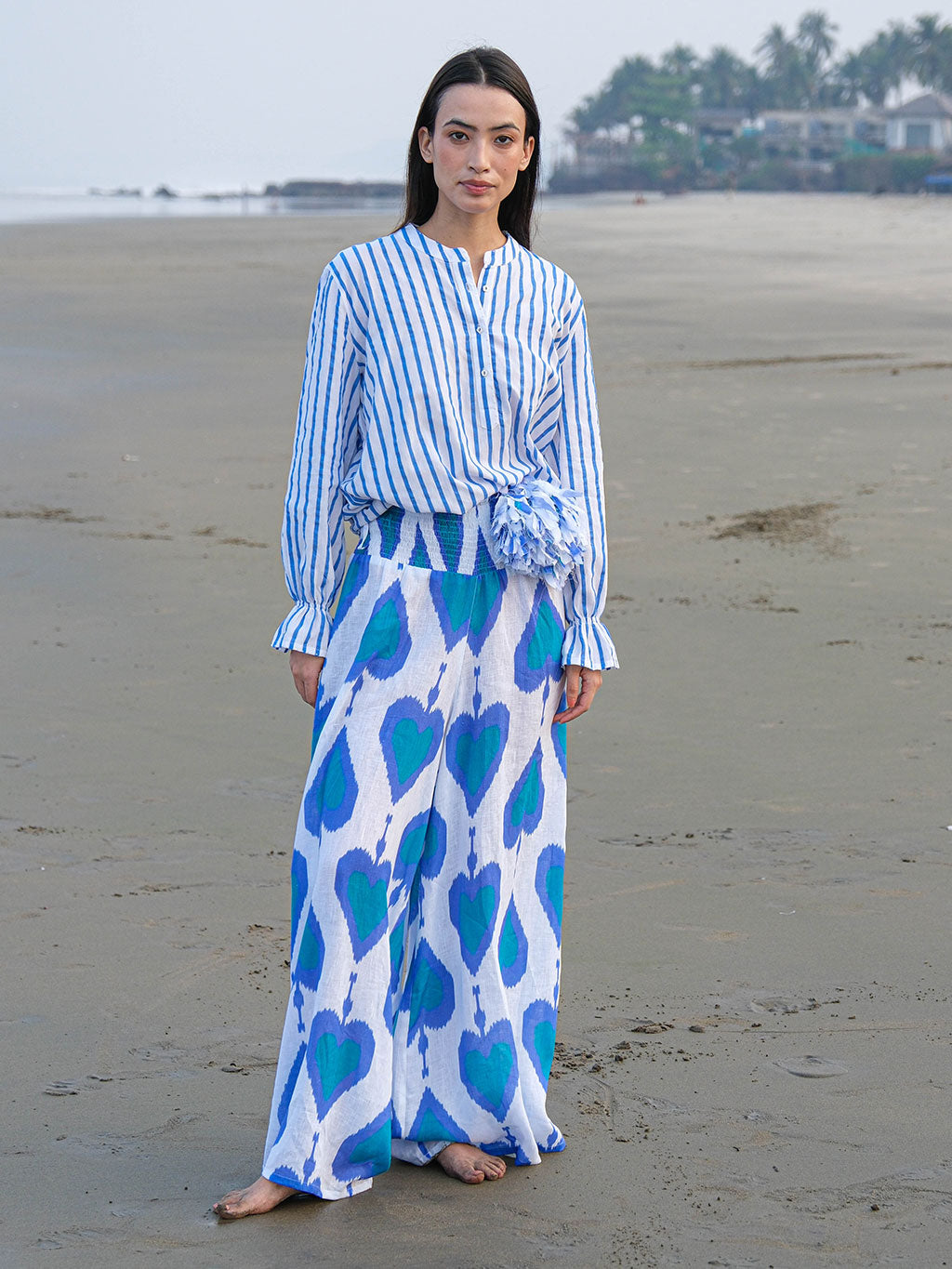 Broom Blouse Blue Stripes on White