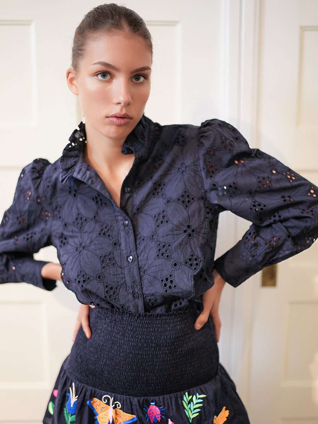 Sweet Grass Blouse Lace Navy