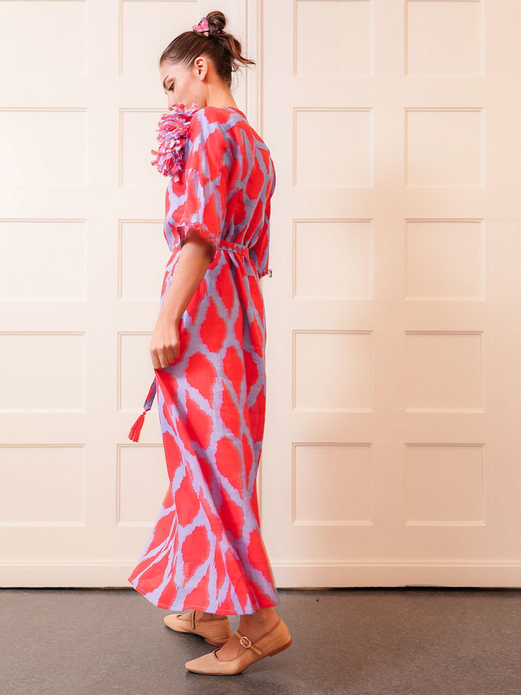 Oleander Dress Long Ikat Red