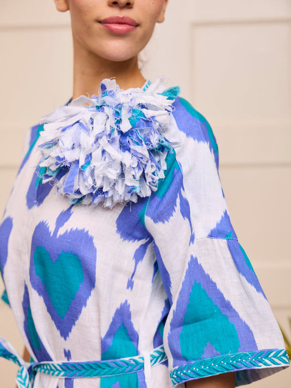 Oleander Dress Long Ikat Petrol