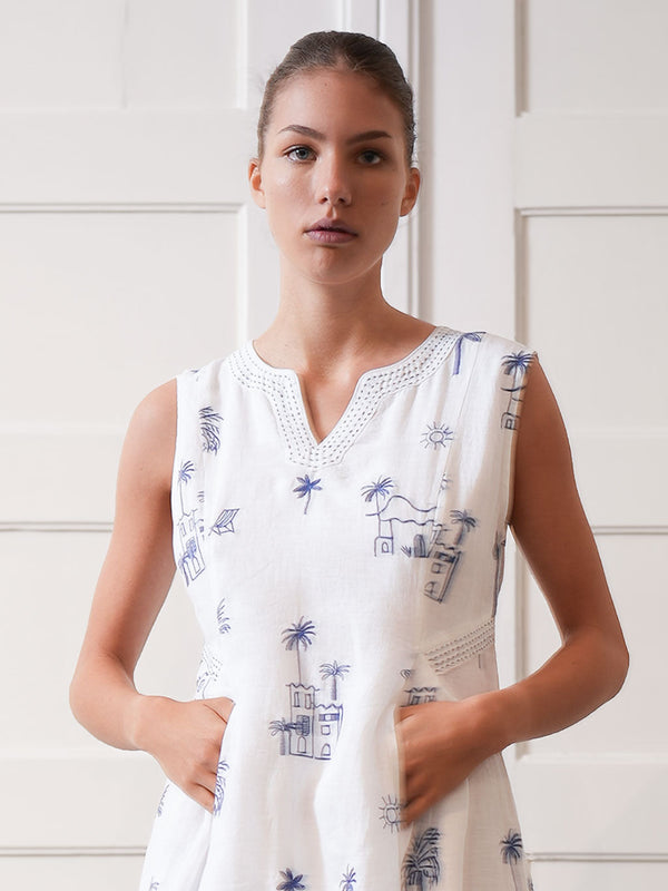 Allspice Dress Village on White