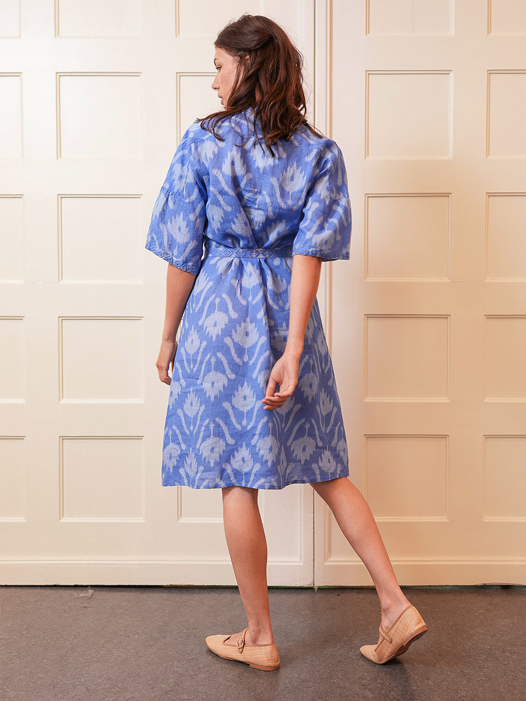 Oleander Dress Short Ikat Blue