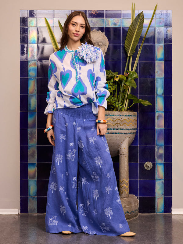 Broom Blouse Ikat Petrol