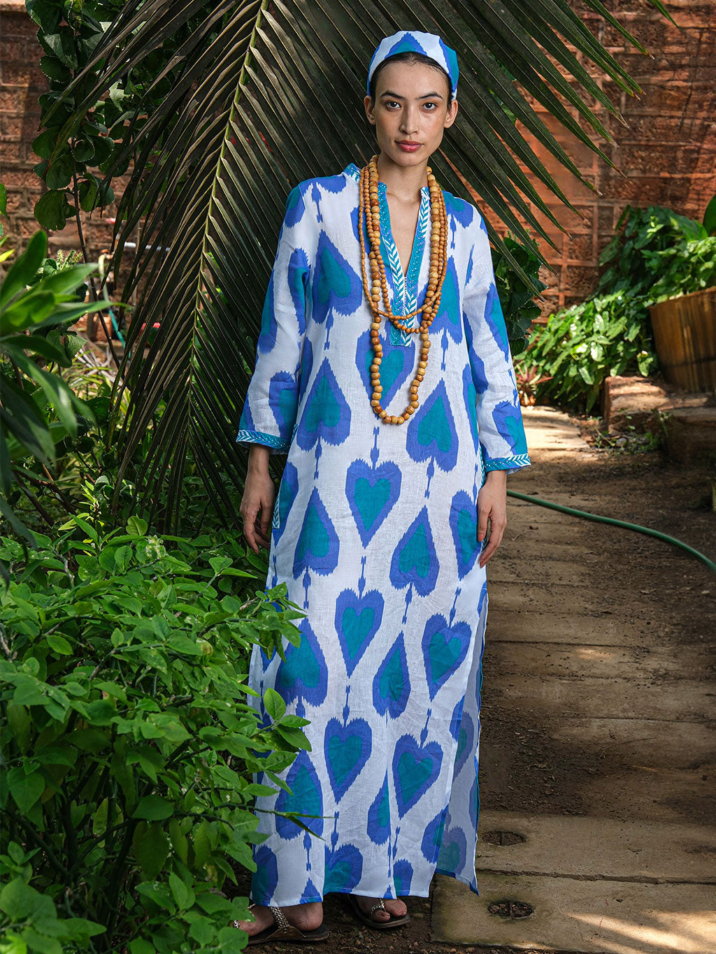 Sapphire Kaftan Long Ikat Petrol