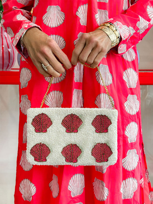 Beaded Bag Red Shells