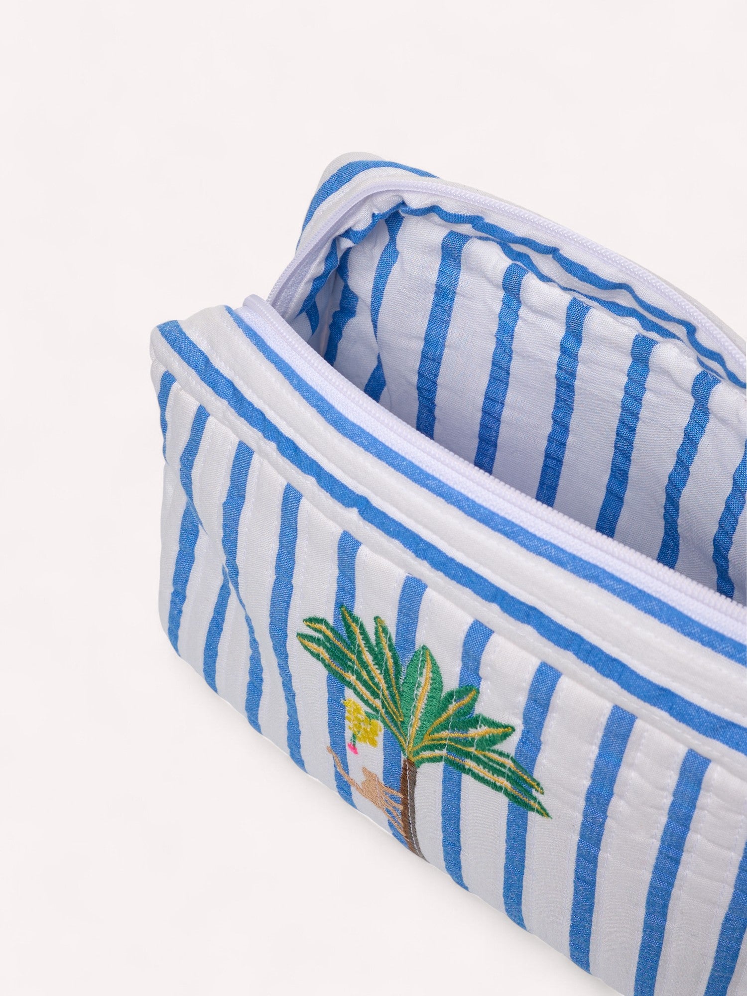 Cosmetic Bag Blue Stripes on White