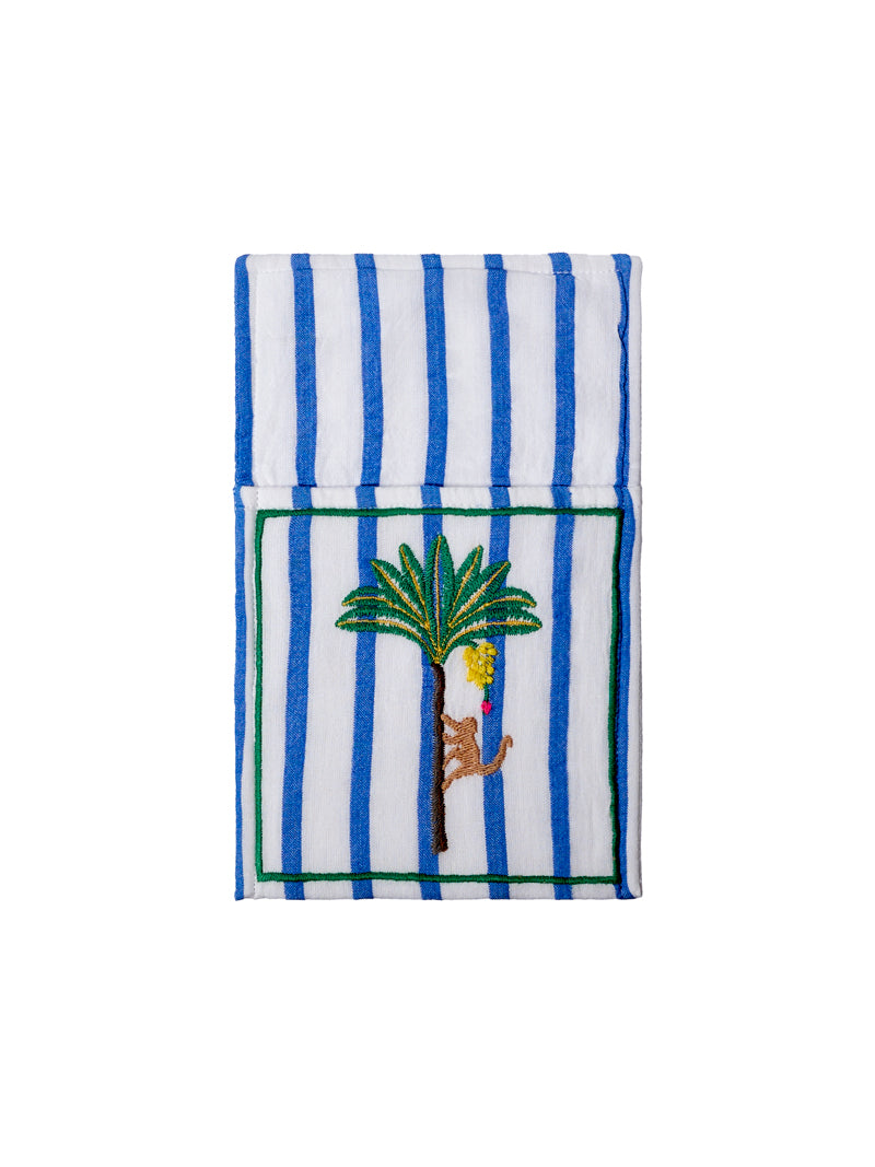 Cutlery Pocket Palm on Blue Stripes