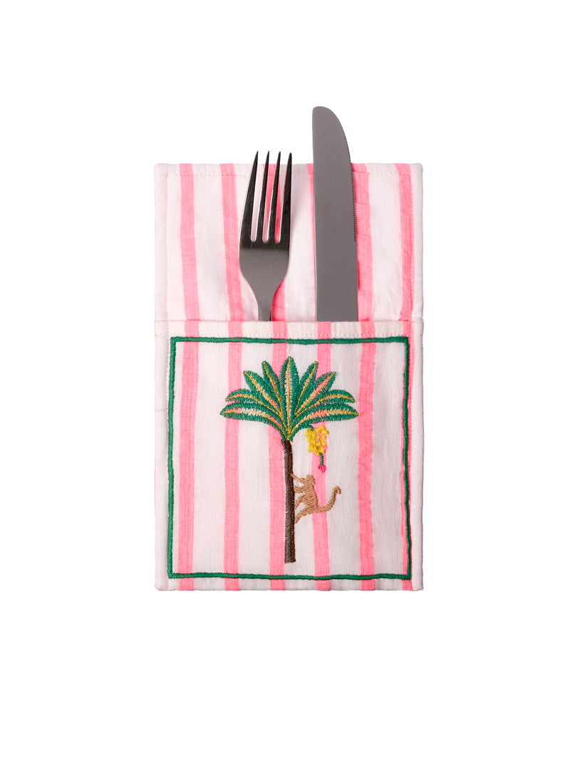 Cuttlery Pocket Palm on Pink Stripes