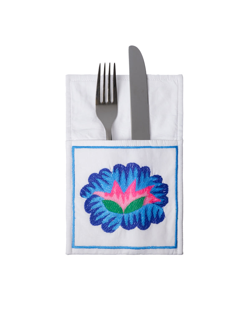 Cutlery Pocket Lotus Flower on White