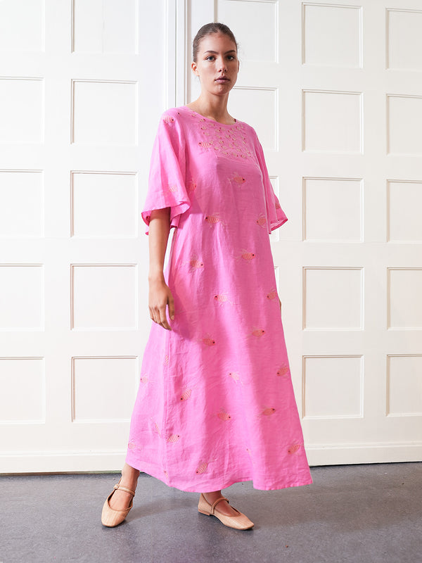 Blazing Star Dress Fish on Pink