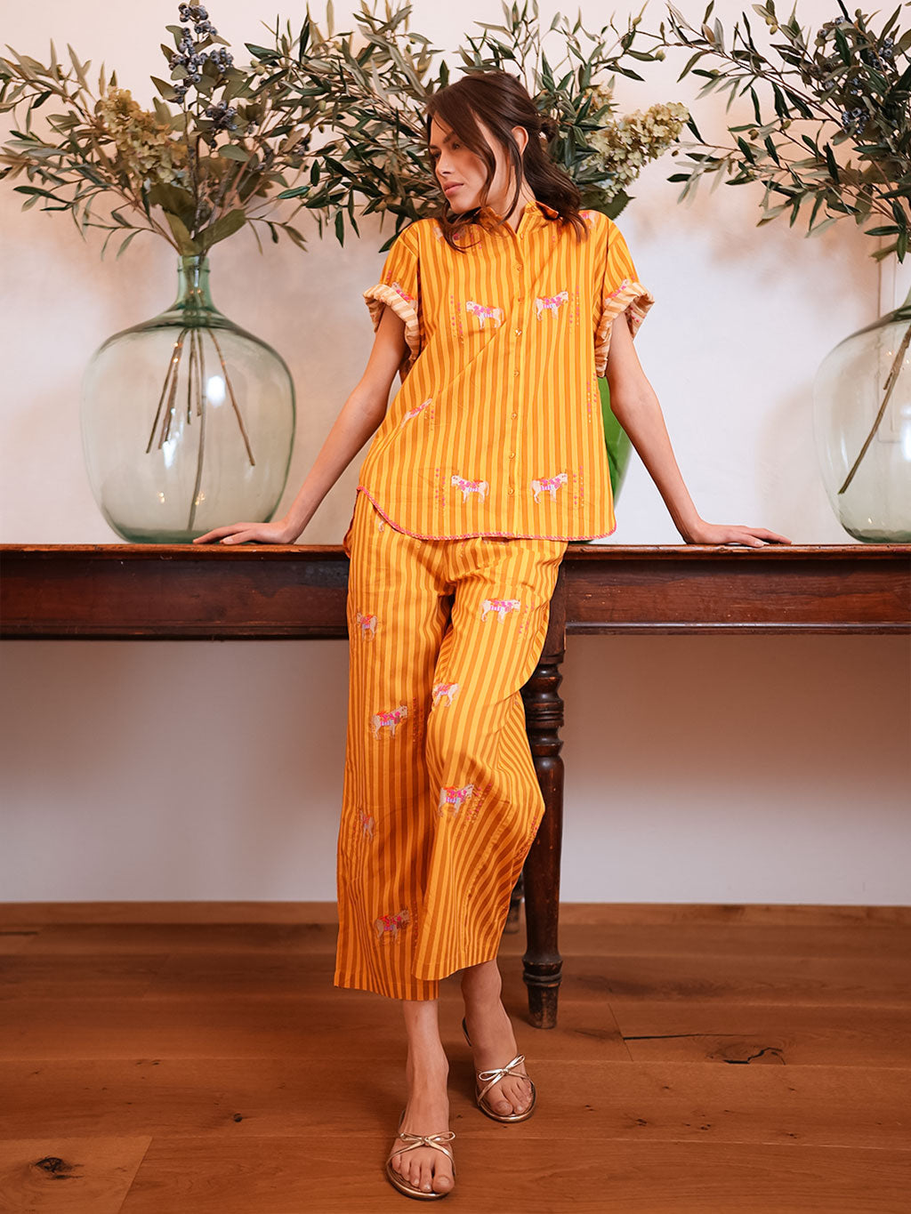 Fig Blouse Donkey on Yellow Stripes