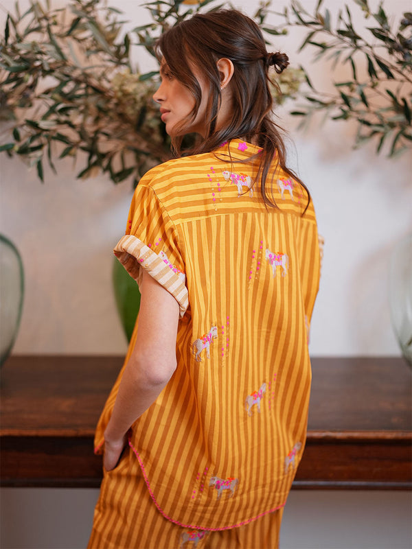 Fig Blouse Donkey on Yellow Stripes