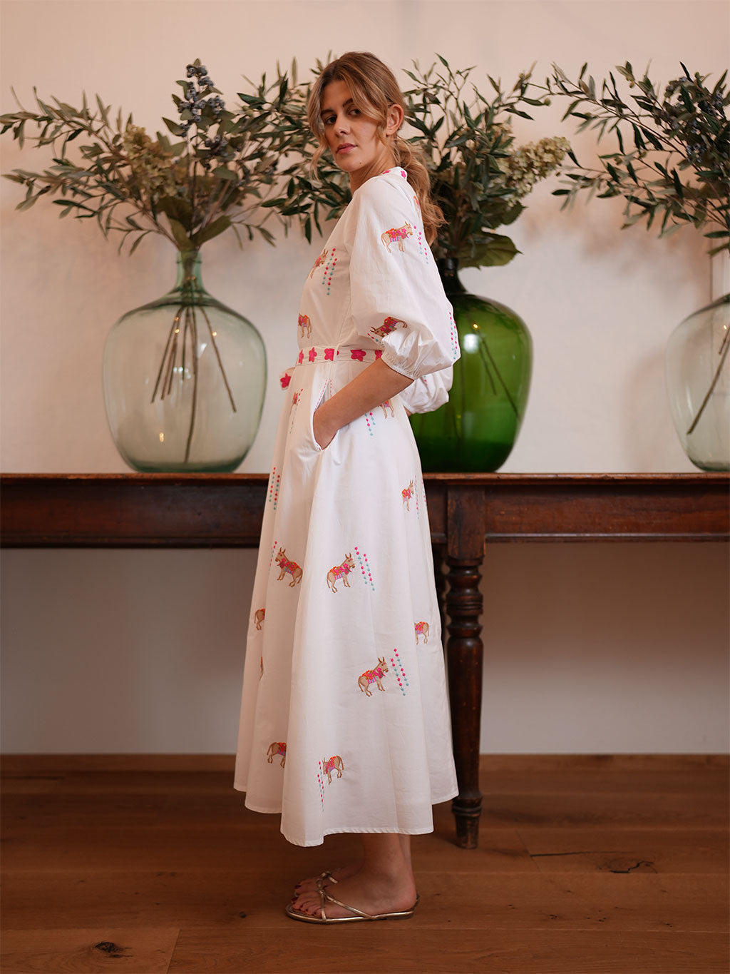 Marigold Dress Donkey on White