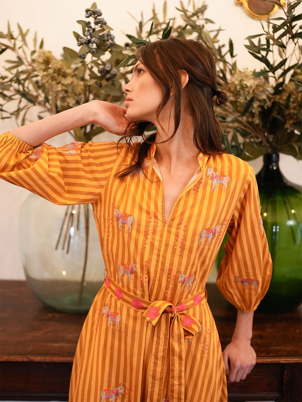 Marigold Dress Donkey on Yellow Stripes