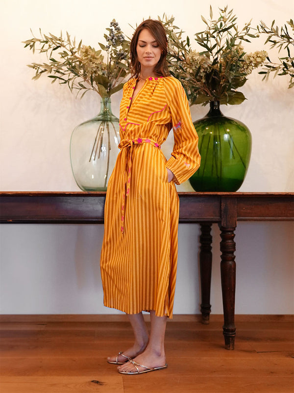 Hellebore Kaftan Donkey on Yellow Stripes