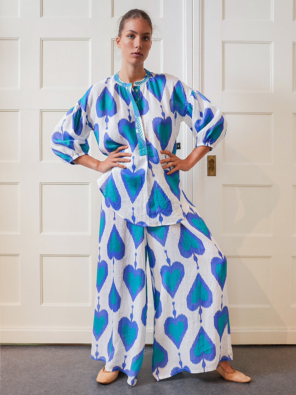 Sassafras Blouse Ikat Petrol