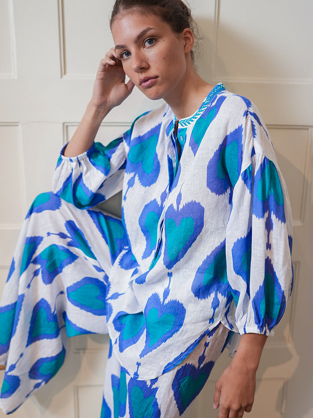 Sassafras Blouse Ikat Petrol